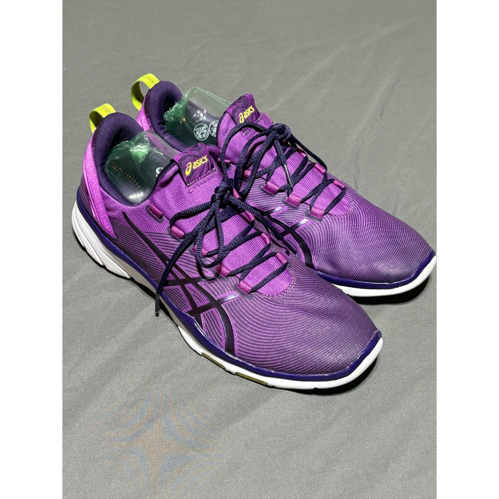 Asics Gel-Fit Sana Womens Purple Neon Yellow Training Shoes S561N Size 10.5